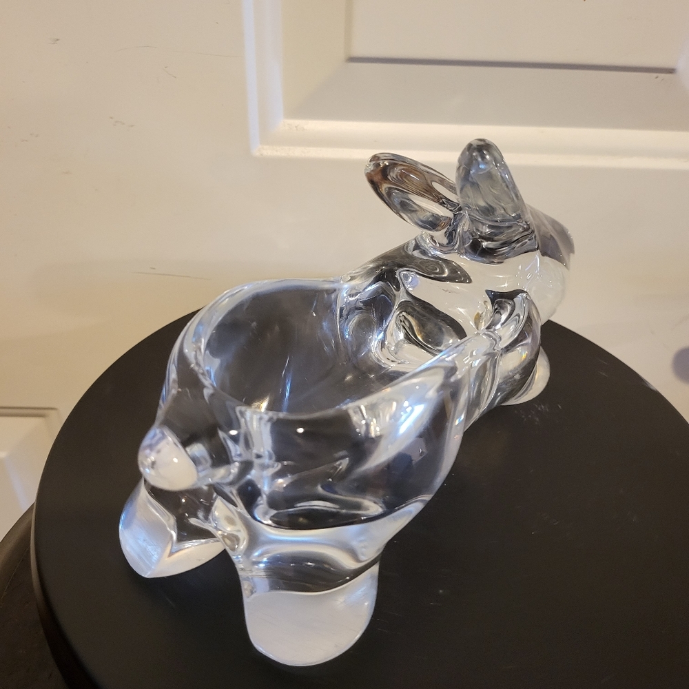 Clear Crystal Glass Bunny Rabbit Dish Bowl Vintage - Picture 7 of 14